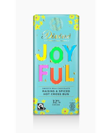 Divine Milk 32% Chocolate Joyful Easter Share Bar 180g Raisins & Spice Hot Cross Bun