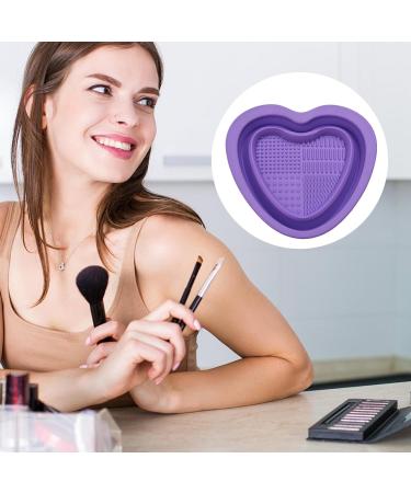 Bexdug Makeup Cleaning Bowl Heart Shape Silicone Makeup Brush Cleaning Mat Bowl | Portable Washing Tool for Brushes Sponges Makeup Cleaning Tools for Makeup Lovers Purple - Buy Online on SooperMarket.com