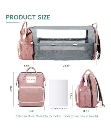 3-in-1 Diaper Bag Backpack for Baby Essentials - Pink | Portable Convertible Travel Bag for Newborn Registry & Baby Shower Gifts | Ideal for Girls, Boys, Moms, Dads - Buy Online on SooperMarket.com