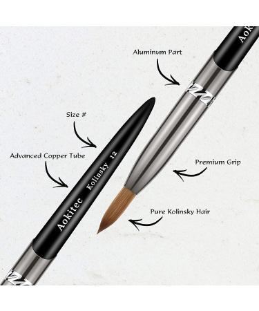 Aokitec #10 Oval Crimped Sable Acrylic Nail Brush - Wood Nail Art Tool for Manicure | Black - Buy Online on SooperMarket.com