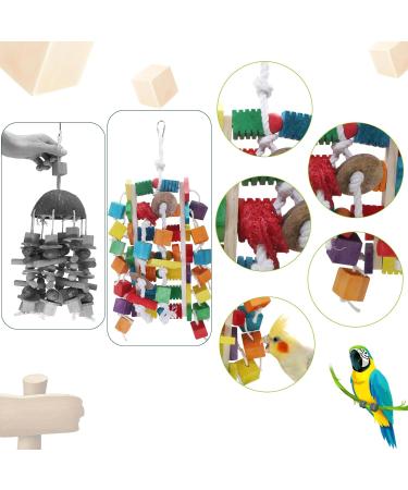 MQUPIN Large Bird Parrot Toys Colorful 22 Inch Wooden Blocks for African Greys, Amazons, Cockatoos and Macaws - Chew Toys for Large Parrots - Buy Online on SooperMarket.com