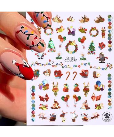 JMEOWIO 12 Sheets Christmas Nail Art Stickers Decals Self-Adhesive Snowflake Xmas Winter Holiday Deer Nail Supplies Nail Art Design Decoration Accessories - Buy Online on SooperMarket.com