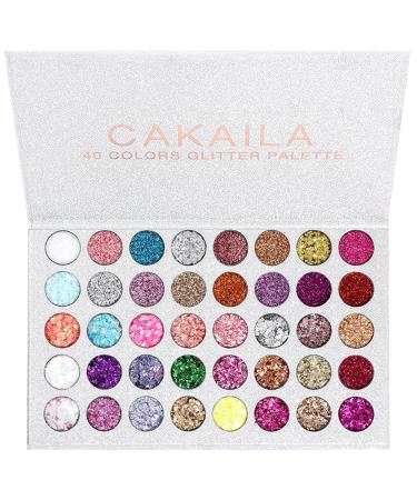 evpct CAKAILA 40 Colors Glitter Sparkle Eyeshadow Palette Glitter Glue Gel Pallete Eyeshadow Face Paint Glitter White Silver Colorful Sparkly Eye Makeup Glitter Eyeshadow Pallet Palettes Glitter Women 1 Count (Pack of 1)...