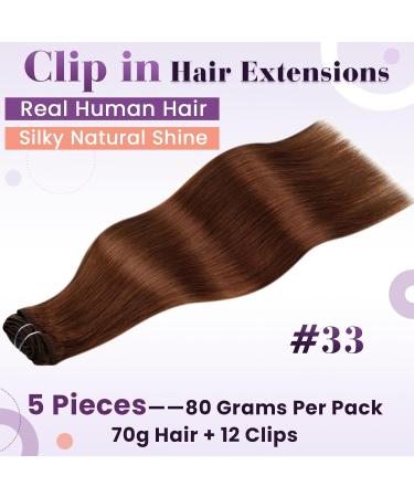 Buy Laavoo Clip In Extensions | Real Hair 70g 30cm Auburn Brown - Smooth & Stylish Red-Brown Clip-Ins - Buy Online on SooperMarket.com