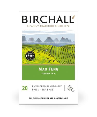Birchall Tea - Mao Feng Green Tea - 6 Boxes of 20 Plant-Based Prism Tea Bags - Experience the Rich and Delicate Flavor of Healthful and Nutritious Brew for Every Day