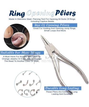 DDP Stainless Steel Ring Opener Piercing Tool Hoops Heavy Big Gauge Captive Bead Opening Pliers - Buy Online on SooperMarket.com