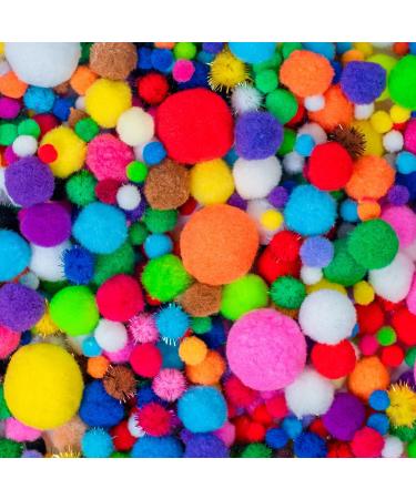 Adeweave 1000 Assorted Craft pom poms   Multicolor Bulk pom poms Arts and Crafts  Pompoms for Crafts in Assorted Size- Soft and Fluffy Puff Balls  Large Colored Cotton Balls for Home and School