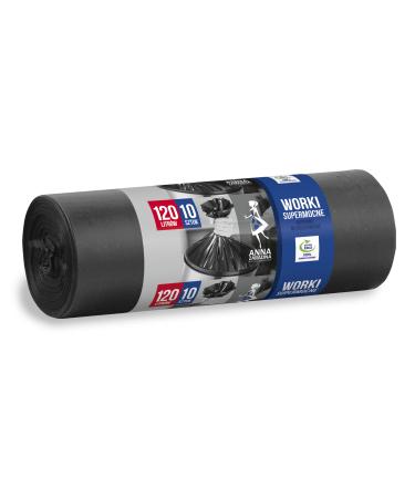 Anna Zaradna ST-AZ-001972 garbage bag tearproof super strong 120l |10 pieces |Garbage sack garbage bag waste bags for the household waste office made of thick LDPE regranulate film Color: black 120 l