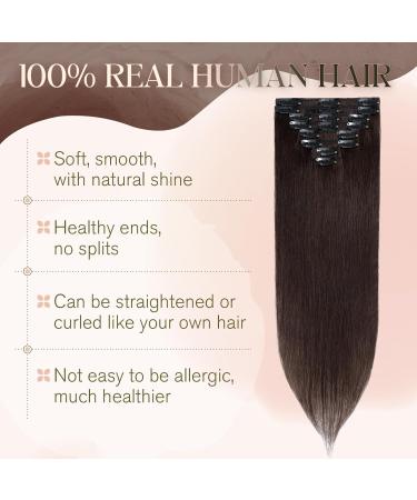 Brown Clip in Hair Extensions Real Human Hair 16 Inch 65g Hair Extensions Clip in 8 Pieces Clip in Hair Extensions - Buy Online on SooperMarket.com