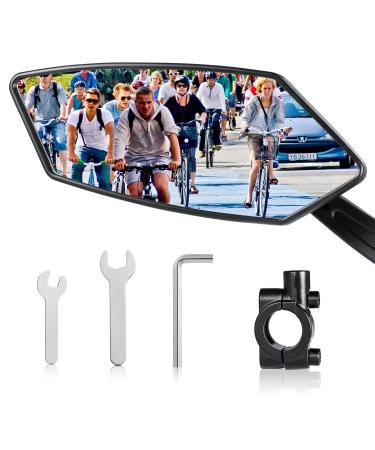 Coicer bicycle mirror for e-bike left HD 360 rotatable & foldable for handlebar bike rear-view mirror mirror ebike accessories extra large mirror surface impact-resistant real glass mirror accessories left rearview mirror