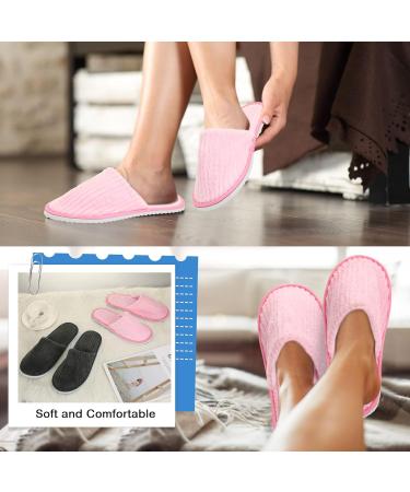 10 Pairs Disposable Home Slippers for Guests - Soft Washable Cotton Linen Spa Slippers Non-Slip & Breathable for Indoor Travel & Parties (Pink Gray - Buy Online on SooperMarket.com