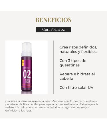 SALERM - Curly Hair Foam - Pro Line Curl Foam 02-200 ml - Creates Defined Natural and Flexible Curls - with 3 Types of Keratin - Repairs and Hydrates Hair - with UV Sun Filter - Buy Online on SooperMarket.com