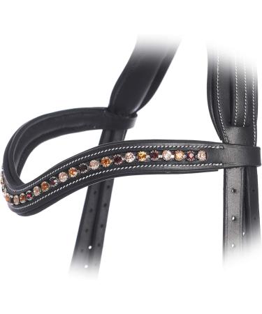 Exionpro Elegant Crystal-Studded Horse Headband | Soft Padded Design in Bright Peach Burgundy & Topaz | Full Size Havanabraun Pferde Z ume - Buy Online on SooperMarket.com