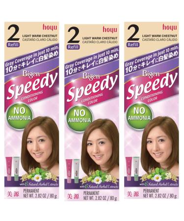Bigen Speedy Conditioning Color Refill: 2 Light Warm Chestnut - 3 Pack No. 2 Light Warm Chestnut