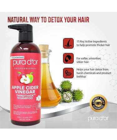 Pura D Apple Cider Vinegar Thin2Thick Shampoo 16 oz - Nourish & Volumize Hair - Buy Online on SooperMarket.com