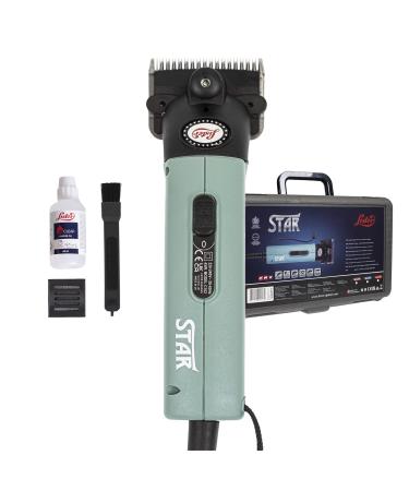 Lister Star Horse Clipper - Green Professional Animal Clipper Clippers for Horses & Cattle Farm Supplies Lightweight Low Vibration Corded 5m Cable Medium Duty Clipping 240 Volts Green with Hard Case