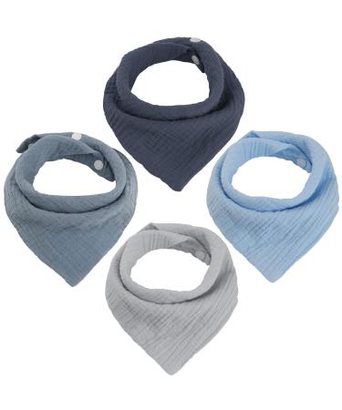 WD&CD 4 Pieces Triangle Baby Dribble Bibs with 2 Adjustable Button Soft & Absorbent for Boys Girls