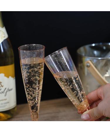 Homy Feel Rose Gold Glitter Plastic Champagne Flutes - 30 Pack, 5oz Disposable Glasses for Party & Mimosa Bar - Buy Online on SooperMarket.com