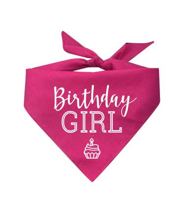 Birthday Girl with Cupcake Dog Pawdy Celebration Printed Dog Bandana (Assorted Colors) Hot Pink One Size