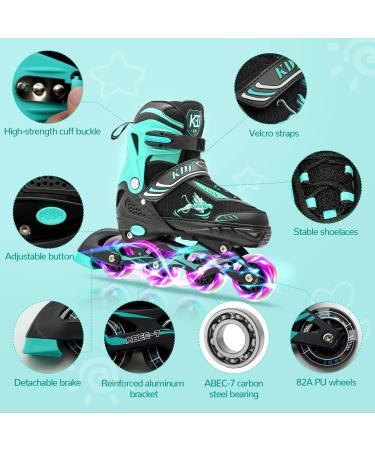 Adjustable Kids Roller Blades with Illuminating Wheels - Green Medium - Big Kids (Sizes 1-4 US) - Buy Online on SooperMarket.com