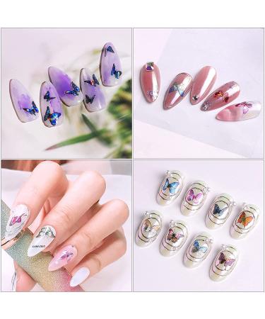 Eseres 10 Sheets 3D Laser Butterfly Nail Stickers - Self-Adhesive Colorful Butterflies Decals for Nail Art - Buy Online on SooperMarket.com
