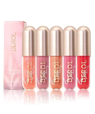 Skynest Derol Lip Plumper by Btspring  5pcs Lip Plumping Lip Gloss  Derol Lip Plumper Gloss  Glitter Lip Gloss  Lip Care Serum  Moisturizing & Reduce Fine Lines Tinted Lipgloss (0.19OZ/pcs)