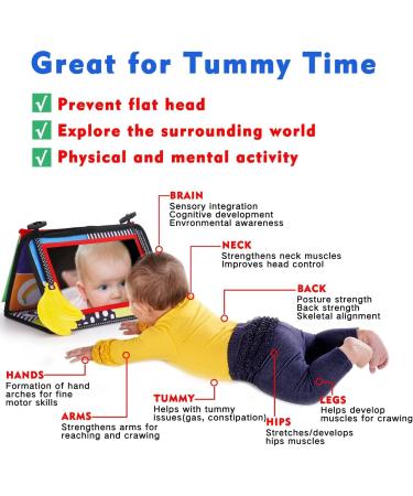 Lypsochaat Baby Mirror Toys with Crackling Bite Ring - Montessori Sensory Educational Toy for 0-6 Months - Foldable Black and White Baby Gift - Buy Online on SooperMarket.com