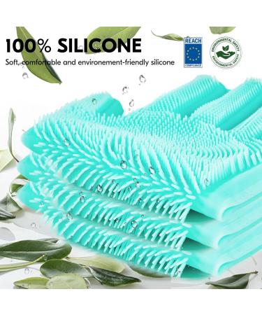 VGO Dishwasher Cleaning Sponge Gloves - Reusable Silicone Scrubber Heat-Resistant 1 Pair (Pink+Blue) - Si2142 - Buy Online on SooperMarket.com