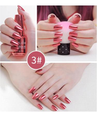 Mirror Nail Polish Metal Nail Varnish 6 Colors Chrome Nail Polish Set Metallic Mirror Effect Quick Drying Long Lasting Gold Silver Champagne Red Colorful Women Gift No UV - Buy Online on SooperMarket.com