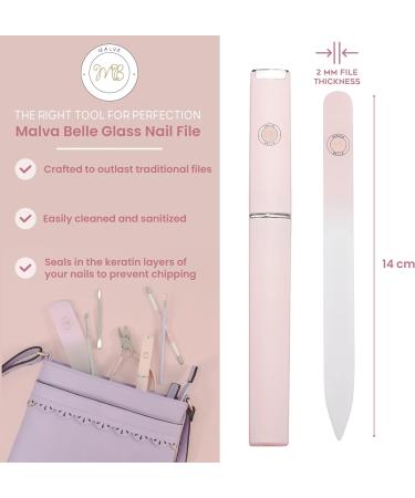 Malva Belle Best Crystal Glass Nail File Long Lasting Double Sided Tempered Glass File Professional Salon Manicure/Pedicure Filing Tool for Natural Nails - Pink (2 mm) Pink 2mm - Buy Online on SooperMarket.com