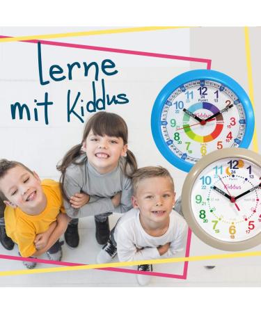 Kiddus Analog Wall Clock for Kids - Easy Time Learning with Exercises | Blue 21cm - Perfect for Boys & Girls - Buy Online on SooperMarket.com