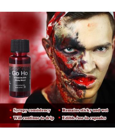 Go Ho Stage Fake Blood Washable (0.5 oz) - Edible & Realistic Effect for Halloween Cosplay SFX - Zombie, Vampire Special Effects Makeup - Buy Online on SooperMarket.com