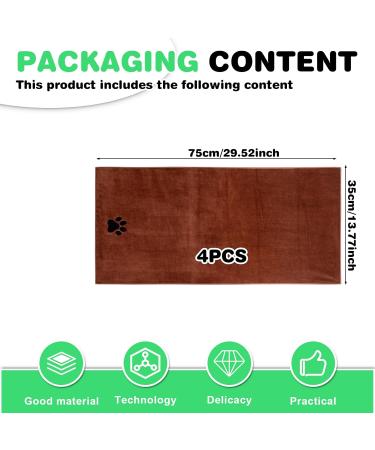 Extra Absorbent Microfiber Dog Towels - 4 Pack for Small & Medium Dogs - Soft & Durable (35x75 cm) - Ideal for Cats Too - Buy Online on SooperMarket.com