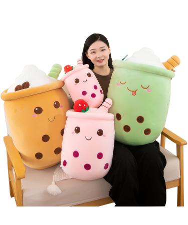 Bubble Tea Plush Pillows Cute Boba Plushies Soft Toys Giant Boba Stuffed Animal pillow for Boba Lovers (Brown 50cm) Brown 50cm