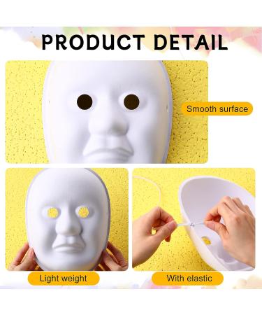 50 Pcs Blank White Paper Mache Masks for DIY Crafts & Masquerade Decor - Paintable, Costume, Art, Cosplay, Dance Party - Men, Women, Kids - Buy Online on SooperMarket.com