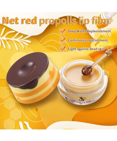 2 Pack Bee Balm Lip Care Set - Exfoliating Honey & Strawberry Lip Scrub, Hydrating Lip Mask with Propolis, Prevents Dryness and Cracks - Includes Lip Brush - Buy Online on SooperMarket.com