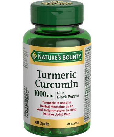 Nature's Bounty Turmeric Curcumin Plus Black Pepper Multi-coloured 45 Capsules 45 count (Pack of 1)
