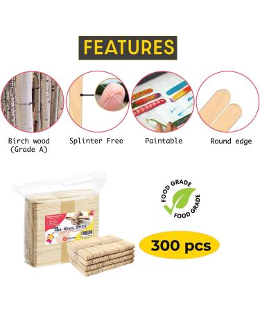 Apremont 300 Pcs Mini Natural Wooden Craft Sticks - 3.5 inch Ice Cream & Popsicle Sticks - Food Grade & Ideal for Crafting, Stirring, and DIY Kids Projects - Buy Online on SooperMarket.com