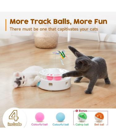 Potaroma 3-in-1 Smart Interactive Electronic Cat Toy - Fluttering Butterfly, Moving Feather, Catnip Balls - Dual Power Supplies - Indoor Exercise Kicker Toy - Bright White - Buy Online on SooperMarket.com