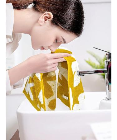 Set of 6 100% Cotton Hand Towel Fingertip Towels - 12x21 Inches - Small Towels for Bathroom, Kitchen, Spa - Gray, Sage, Mustard - Four Leaf Clover Design - Buy Online on SooperMarket.com