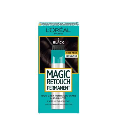 L'Or al Paris Magic Retouch Permanent Root Concealer Touching Up Grey Hair Dye Black 2 MAGIC RETOUCH PERMANENT 2 BLACK 95 g (Pack of 1)