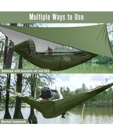 G4Free Large Camping Hammock with Mosquito Net and Rain Fly - 2 Person Portable Hammock with Bug Net and Tent Tarp for Outdoor Hiking and Backpacking - Buy Online on SooperMarket.com