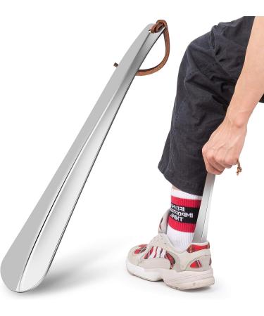 ONEKOO 12 Inch Premium Stainless Steel Shoe Horn - Long Handle Shoe Helper for Seniors, Pregnant Women, Men, Kids & Adults - Buy Online on SooperMarket.com