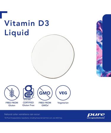Pure Encapsulations Vitamin D3 Liquid - 1000 IU Liquid Vitamin D3 - For Healthy Bones & Immune Support - Gluten Free & Vegetarian - 22.5 mL - Buy Online on SooperMarket.com