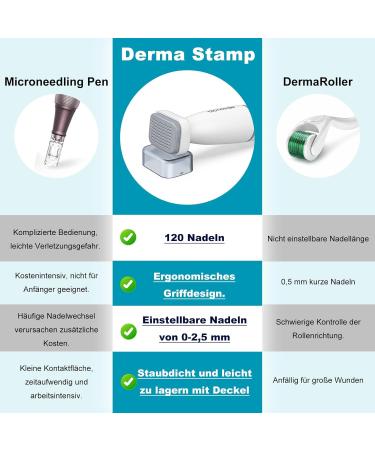 Derma Stamp Adjustable Professional Microneedling Pen Derma Roller with 120 Real Needles Dermapen Microneedling Roller for Face Body Hair Dermastamp 0.5 1 1.5 2 mm for Women Men - Buy Online on SooperMarket.com