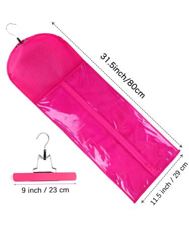 3PCS Extra Long Rose Wig Storage Bags with Wooden Hanger - Portable, Dust-proof, Transparent Zip Up Hair Extension Organizer - Buy Online on SooperMarket.com