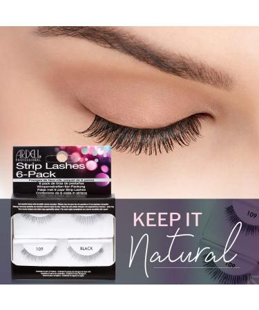 Ardell Natural 109 Black False Eyelashes Strip Lashes - 6 Pairs Pack | Authentic Ardell Lashes - Long Lasting Glamour | Buy Now! - Buy Online on SooperMarket.com