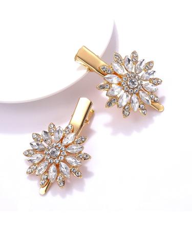 Large Sparkle Rhinestone Flower Hair Clip - Non-Slip Gold Hairpin for Women and Girls - Buy Online on SooperMarket.com