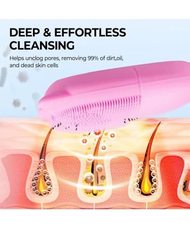Electric Face Scrubber Silicone Facial Cleansing Brush for Deep Cleanning Exfoliating Waterproof Rechargeble|Vibrating|Massager (Pink) - Buy Online on SooperMarket.com
