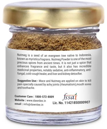 Dawn Lee Nutmeg Powder- Ground Jaiphal - Zero added Colours Fillers Additives & Preservatives- Farm Fresh Natural & Fresh- Gluten Free - 20 Gram - Buy Online on SooperMarket.com